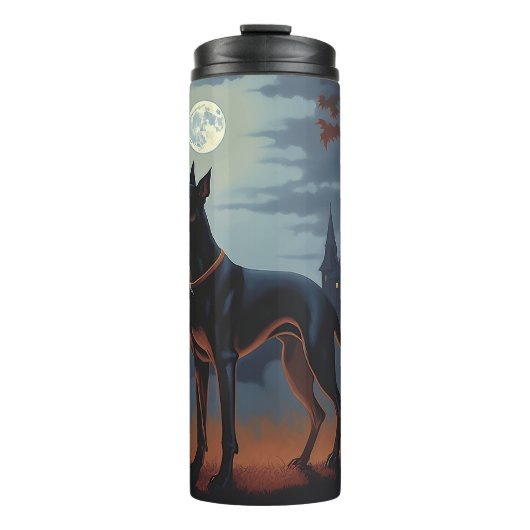 Doberman Halloween Beängstigend Thermosbecher (Vorderseite)