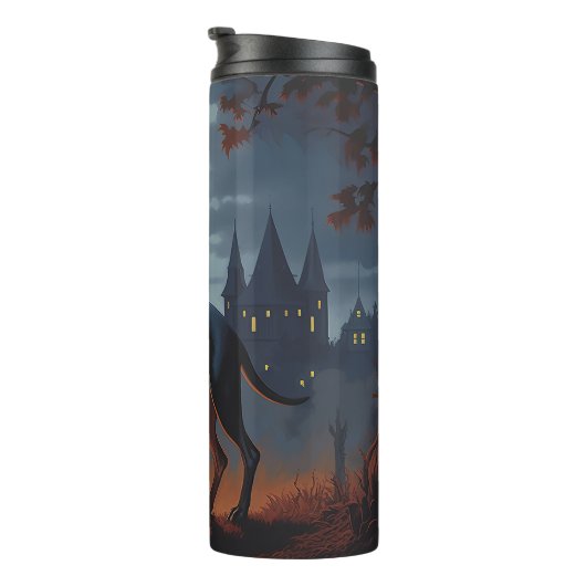 Doberman Halloween Beängstigend Thermosbecher (Nach rechts gedreht)