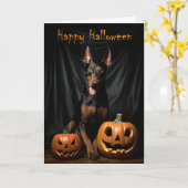 Doberman Halloween Karte (Gelbe Blume)