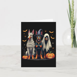Doberman Halloween Kostume Mummy Witch Ghost Karte