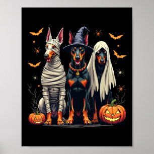 Doberman Halloween Kostume Mummy Witch Ghost Poster