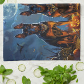 Doberman Halloween Spooky Geschirrtuch (Gefaltet)