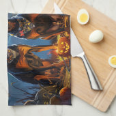 Doberman Halloween Spooky Geschirrtuch (Viertel Falte)