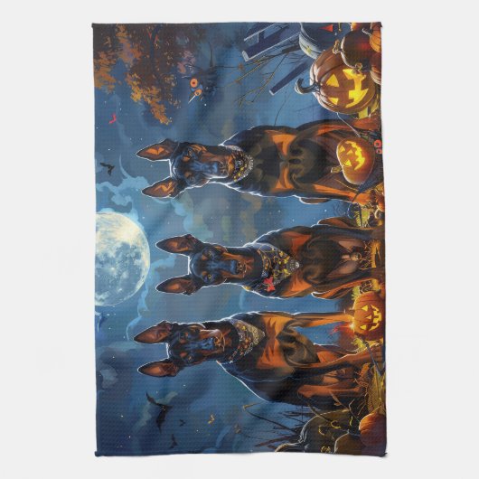 Doberman Halloween Spooky Geschirrtuch (Vertikal)