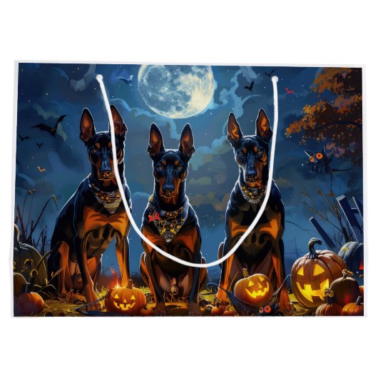 Doberman Halloween Spooky Große Geschenktüte (Rückseite)