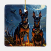 Doberman Halloween Spooky Keramikornament (Rückseite)