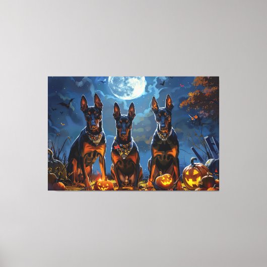 Doberman Halloween Spooky Leinwanddruck (Vorderseite)