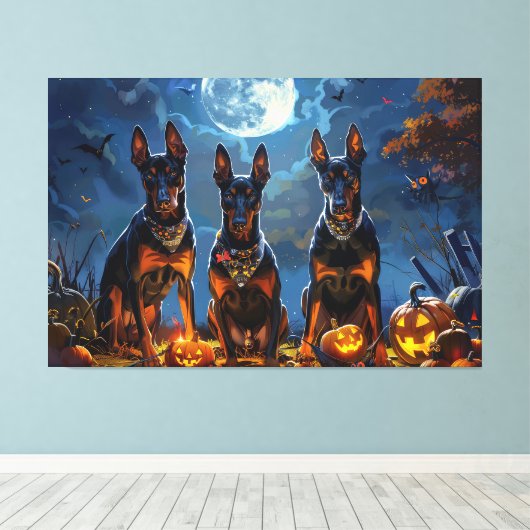 Doberman Halloween Spooky Leinwanddruck (Insitu (Holzboden))