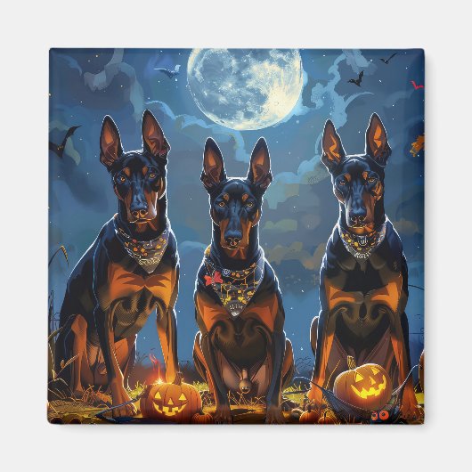 Doberman Halloween Spooky Magnet (Vorne)