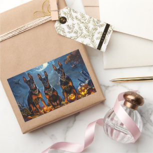 Doberman Halloween Spooky Rechteckiger Aufkleber