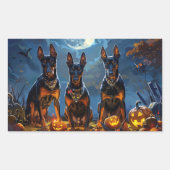 Doberman Halloween Spooky Rechteckiger Aufkleber (Vorderseite)