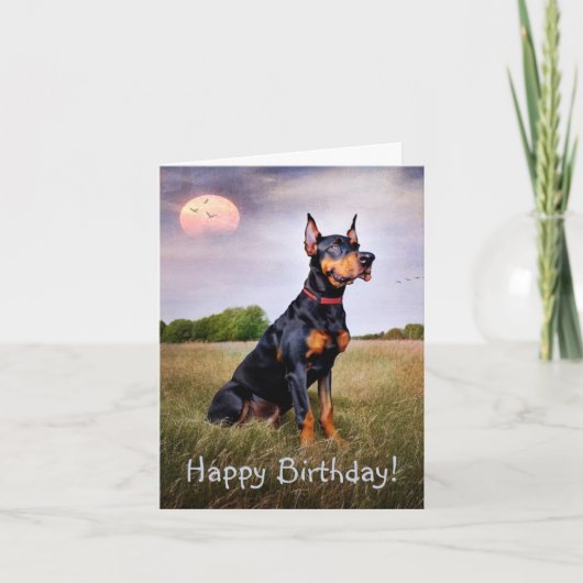 Doberman Happy Birthday Karte (Vorderseite)