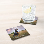 Doberman Happy Birthday Rechteckiger Pappuntersetzer (Vor Ort)