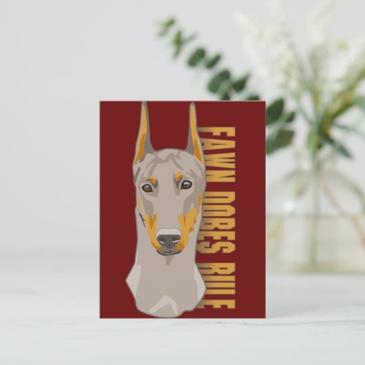 Doberman Head, Fawn Hogs Rule Postkarte (Stehend Vorderseite)