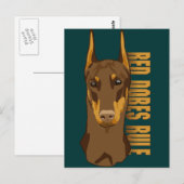 Doberman Head, Red Dobes Rule Postkarte (Vorne/Hinten)