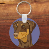 Doberman Head, rot, nicht beschnitten Schlüsselanhänger (Vorderseite)