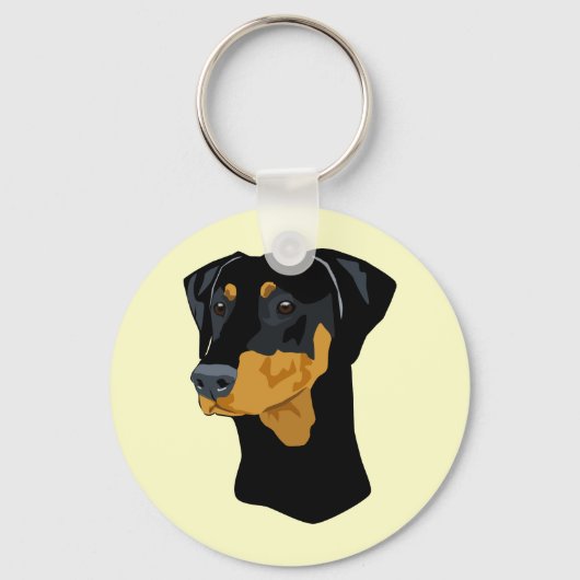 Doberman Head, schwarz, nicht beschnitten Schlüsselanhänger (Vorderseite)