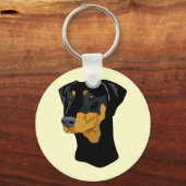 Doberman Head, schwarz, nicht beschnitten Schlüsselanhänger (Vorderseite)