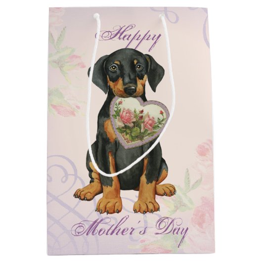 Doberman Heart Mama Mittlere Geschenktüte (Vorderseite)