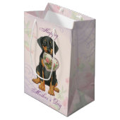 Doberman Heart Mama Mittlere Geschenktüte (Vorderseite Schrägansicht)