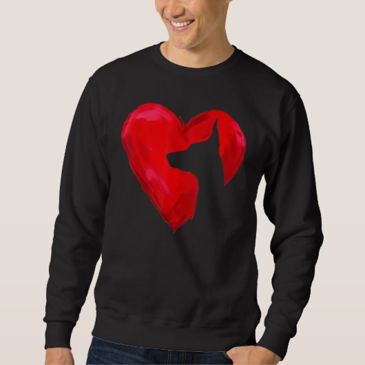 Doberman Heart silhouette Valentine's Day Dog Love Sweatshirt (Vorderseite)