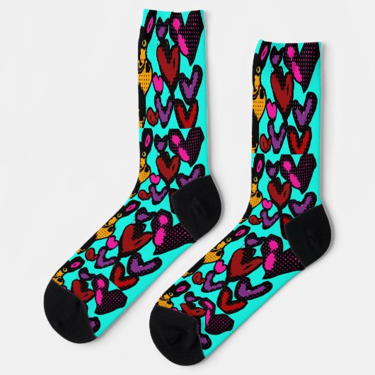Doberman herzen Zwei-Tone-Kaffee-Tasse Socken (Linkes Detail)