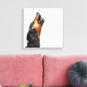 Doberman hewling, nah leinwanddruck (Insitu (Wohnzimmer))