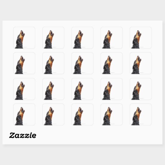 Doberman hewling quadratischer aufkleber (Blatt)