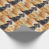 Doberman hinterlässt Erntedank Kunst Geschenkpapier (Ecke)