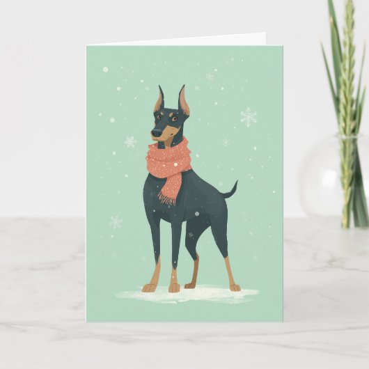 Doberman Holiday Greeting Karte (Vorderseite)