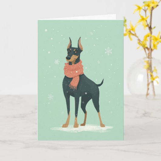 Doberman Holiday Greeting Karte (Gelbe Blume)