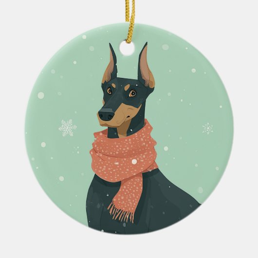 Doberman Holiday Keepsake Keramik Ornament (Vorne)