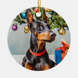 Doberman Holiday Ornment Keramik Ornament