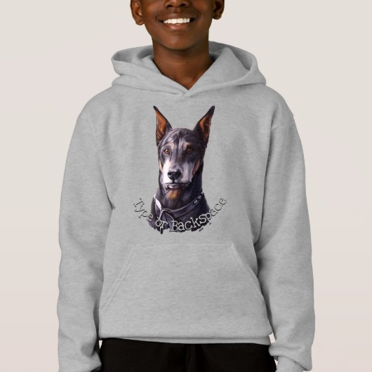 Doberman Hoodie Kid's Personalisiertes Dog Art Shi (Vorderseite)