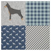 Doberman Hund blauer Patchwork Büffel kariert Stoff (Muster)