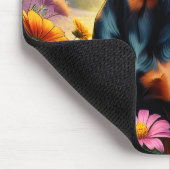 Doberman Hund, Blume und Bergwelt Mousepad (Ecke)