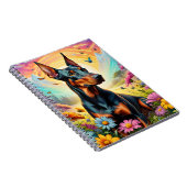 Doberman Hund, Blume und Bergwelt Notizblock (Rechte Seite)