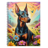 Doberman Hund, Blume und Bergwelt Notizblock (Vorderseite)