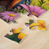 Doberman Hund, Blume und Bergwelt Puzzle (Seite)