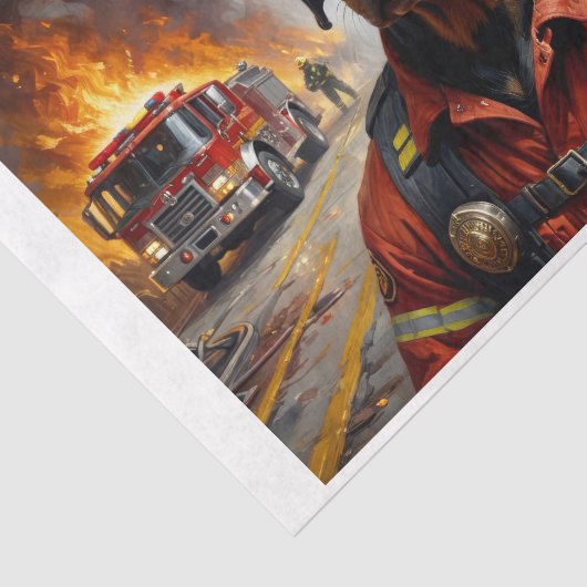 Doberman-Hund brütet als Feuerwehrmann Seidenpapier (Ausschnitt)