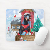 Doberman Hund im Schnee Weihnachtshundehaus Mousepad (Mit Mouse)