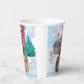 Doberman Hund im Schnee Weihnachtshundehaus Pappbecher (Links)