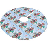 Doberman Hund im Schnee Weihnachtshundehaus Polyester Weihnachtsbaumdecke (Schrägansicht)