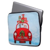 Doberman Hund in Auto mit dem Weihnachtsmann Laptopschutzhülle (Vorderseite Links)