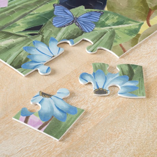 Doberman Hund mit Blume Spring Puzzle (Seite)