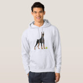 Doberman Hund mit grünem Ball Hoodie (Vorne ganz)