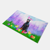 Doberman Hund mit Ostereiern Bunny Chicks Fußmatte (Schrägansicht)