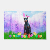 Doberman Hund mit Ostereiern Bunny Chicks Fußmatte (Vorderseite)