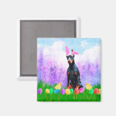 Doberman Hund mit Ostereiern Bunny Chicks Magnet (Vorderseite/Rückseite)