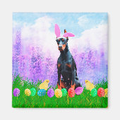 Doberman Hund mit Ostereiern Bunny Chicks Magnet (Vorne)